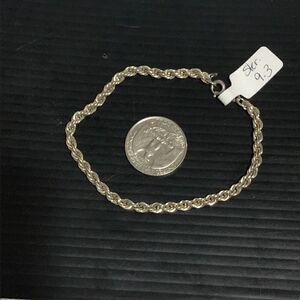 Vintage sterling, silver rope, bracelet, 8 inches